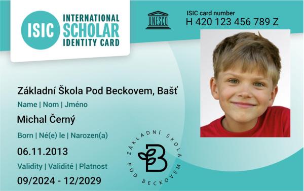 Naše škola vydává průkazy ISIC